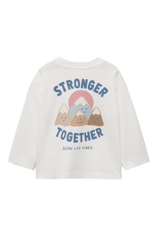 T-shirt manches longues imprimé - Blanc cassé