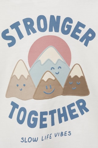 T-shirt manches longues imprimé - Blanc cassé