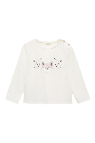 T-shirt détail brodé - Blanc cassé