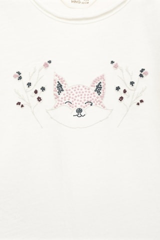 T-shirt détail brodé - Blanc cassé