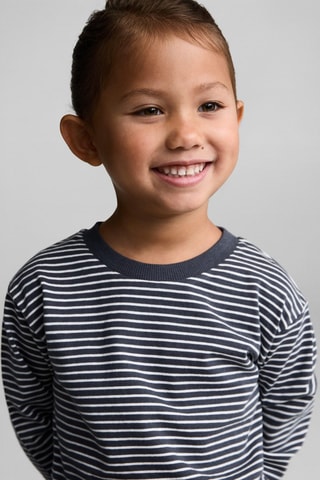 T-shirt coton à rayures - Anthracite