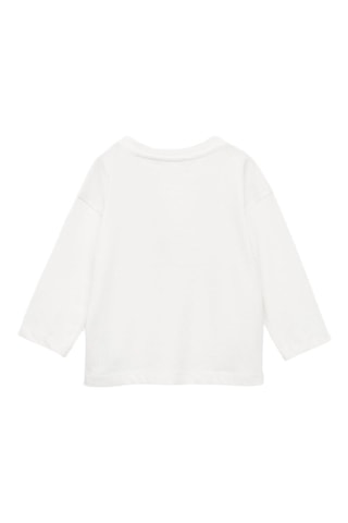 T-shirt coton détail brodé - Blanc cassé