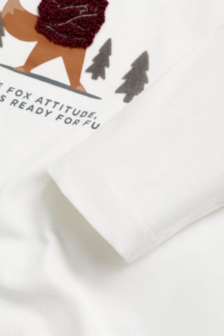 T-shirt coton détail brodé - Blanc cassé