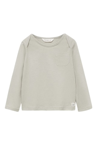 T-shirt manches longues poche - Gris chiné