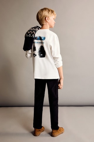 T-shirt coton imprimé - Blanc cassé