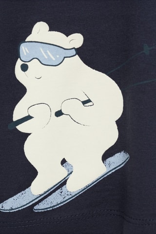 T-shirt manches longues imprimé - Bleu marine