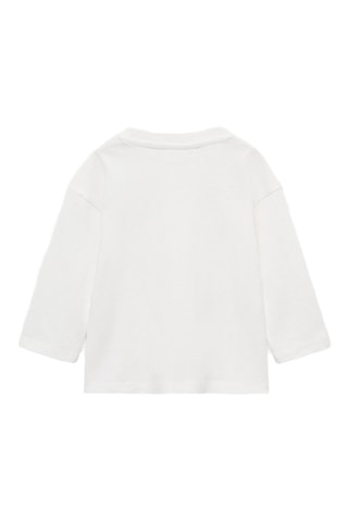 T-shirt coton détail brodé - Blanc cassé