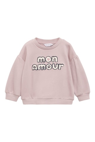 Sweat-shirt coton à message en relief - Rose