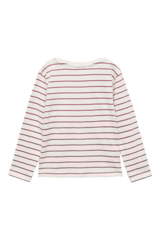 T-shirt coton à rayures - Blanc cassé