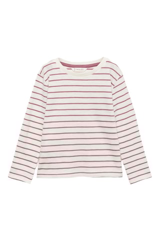 T-shirt coton à rayures - Blanc cassé