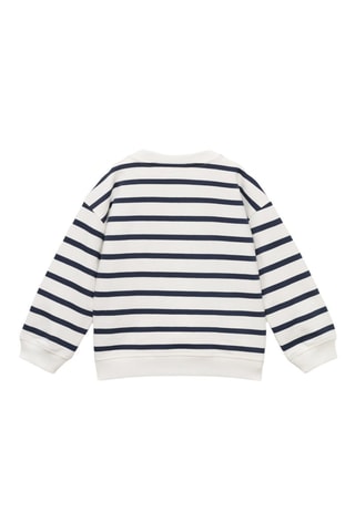 Sweat-shirt coton rayures - Bleu marine