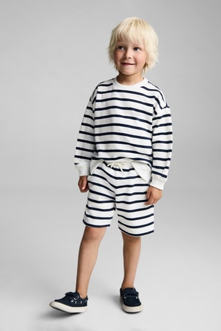 Sweat-shirt coton rayures - Bleu marine