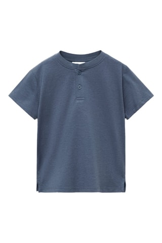T-shirt coton boutons - Bleu