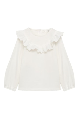 T-shirt coton à volants - Blanc cassé