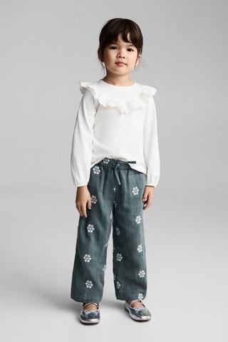 T-shirt coton à volants - Blanc cassé