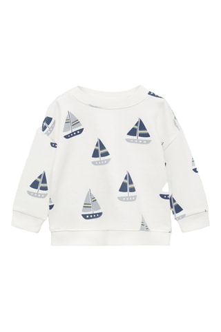 Sweat-shirt coton imprimé - Blanc cassé