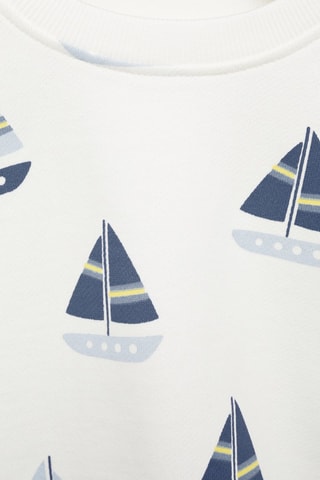 Sweat-shirt coton imprimé - Blanc cassé