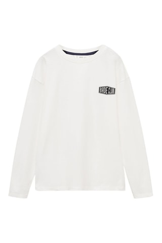 T-shirt coton imprimé - Blanc cassé
