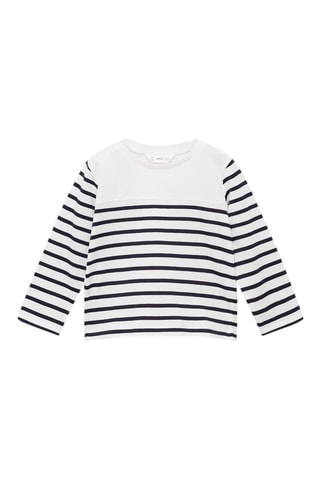 T-shirt manches longues rayures - Blanc cassé