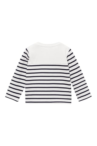 T-shirt manches longues rayures - Blanc cassé