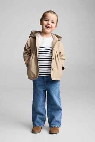 T-shirt manches longues rayures - Blanc cassé