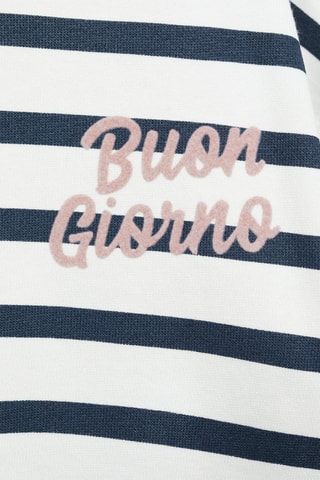 Sweat-shirt à rayures et message - Blanc cassé