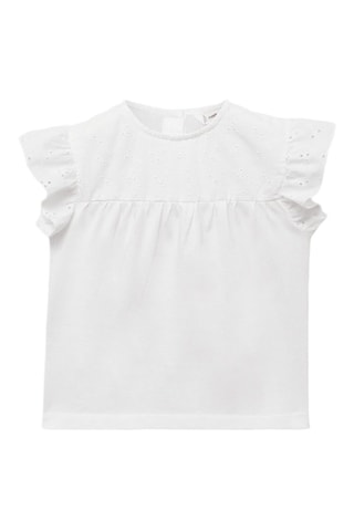 T-shirt détails ajourés - Blanc cassé