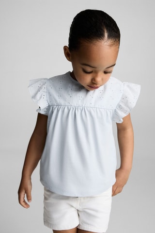 T-shirt détails ajourés - Bleu clair