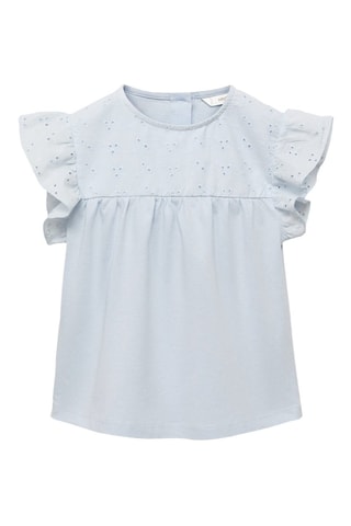 T-shirt détails ajourés - Bleu clair