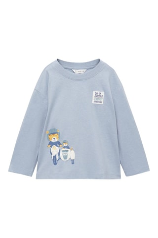 T-shirt en coton à dessin - Bleu clair