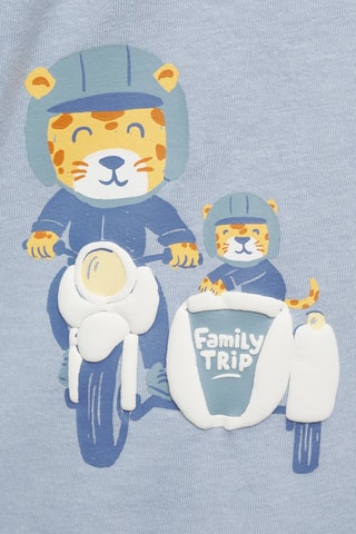 T-shirt en coton à dessin - Bleu clair