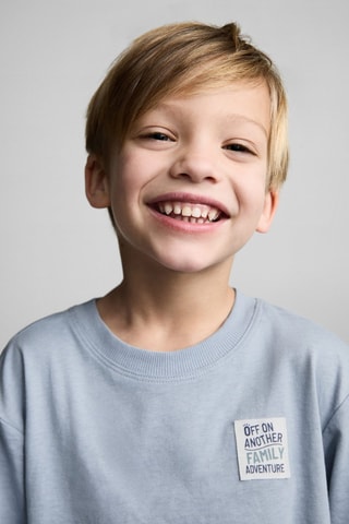 T-shirt en coton à dessin - Bleu clair