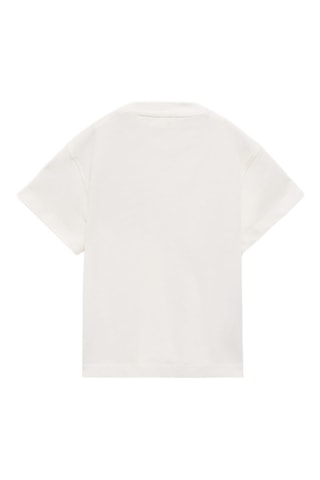T-shirt coton empiècement - Blanc cassé