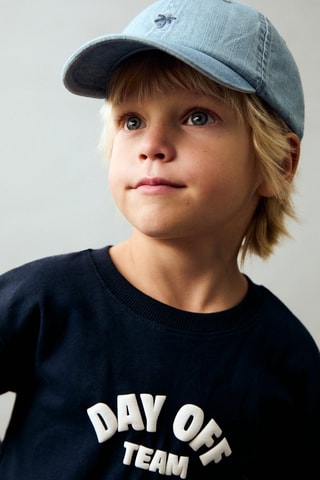 T-shirt imprimé détail relief - Bleu marine