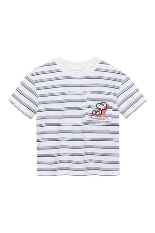 T-shirt à rayures Snoopy - Blanc cassé