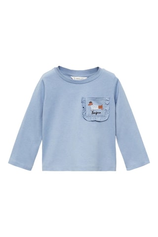 T-shirt poche plaquée - Bleu