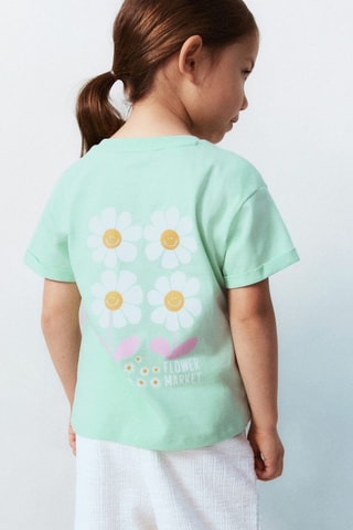 T-shirt brodé imprimé - Vert d'eau