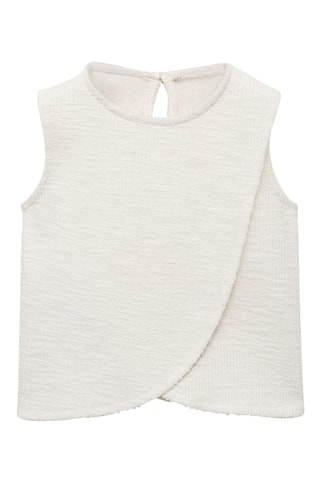 T-shirt ouverture en tweed - Blanc cassé