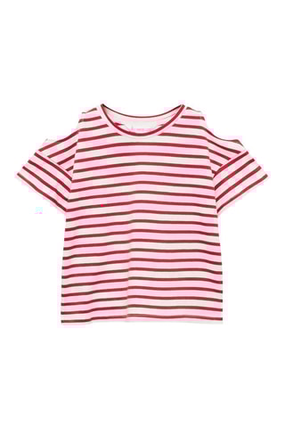 T-shirt à rayures et ouverture aux épaules - Bleu marine