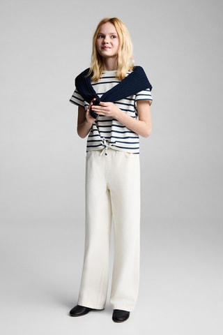 T-shirt Snoopy à rayures noeud - Blanc cassé