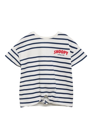 T-shirt Snoopy à rayures noeud - Blanc cassé