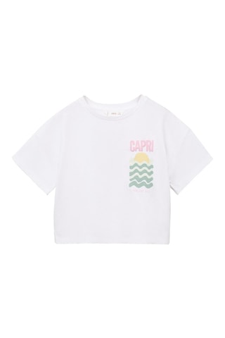 T-shirt crop imprimé - Blanc cassé