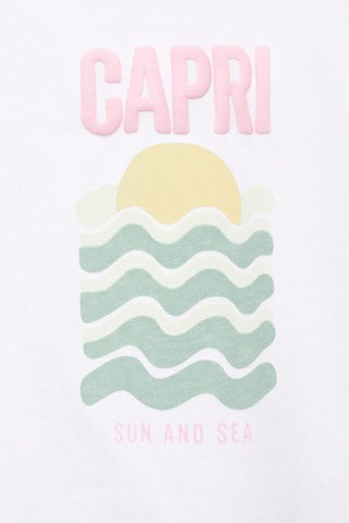 T-shirt crop imprimé - Blanc cassé