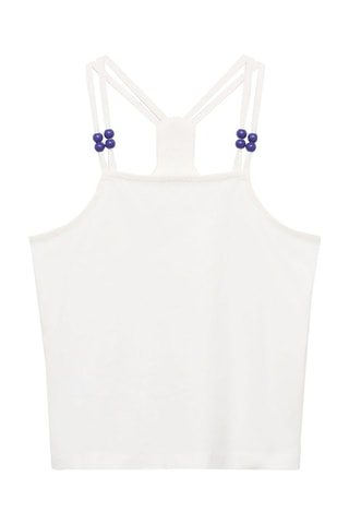 T-shirt détail perles - Blanc cassé