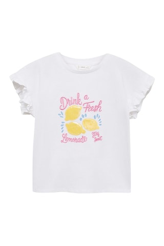 T-shirt imprimé à volants - Blanc cassé