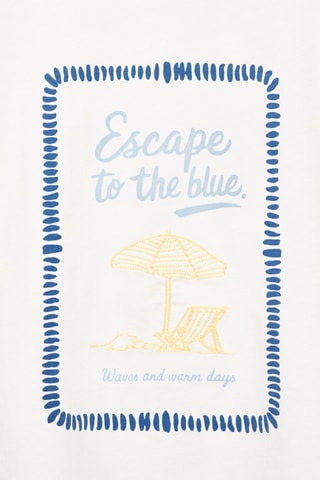 T-shirt coton imprimé - Blanc cassé