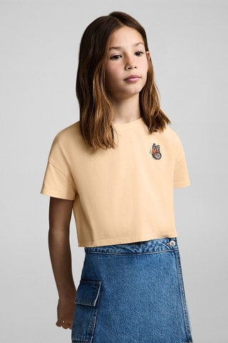 T-shirt crop imprimé - Orange