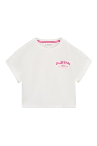 T-shirt crop imprimé - Blanc cassé