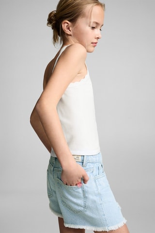 T-shirt bretelles détail brodé - Blanc cassé