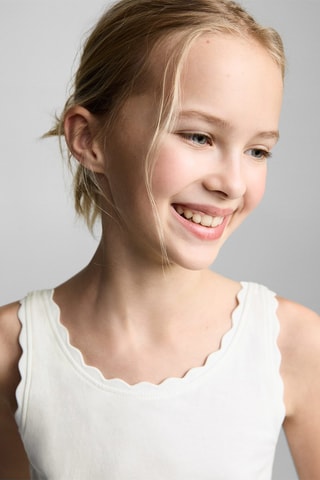 T-shirt bretelles détail brodé - Blanc cassé